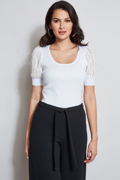 T Tahari Texture Puff Sleeve Knit Image 1