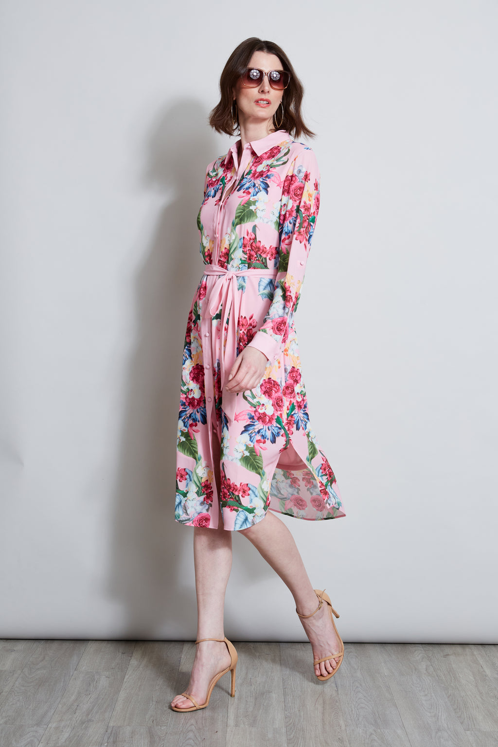 T Tahari Rose Print Shirt Dress Elie Tahari