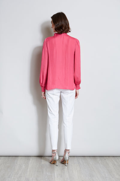 T-Tahari Embroidered Keyhole Shirt Image 3