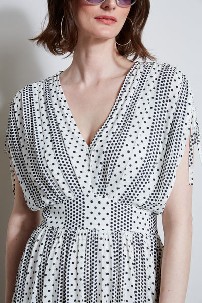 T-Tahari Dropped Tie Shoulder Dot Dress Image 3