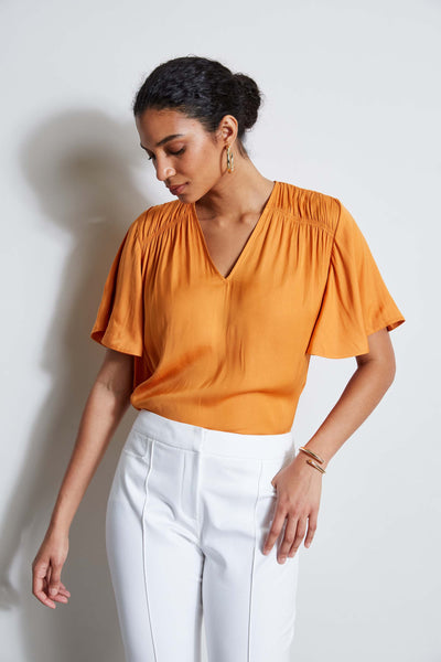 T-Tahari Flutter Sleeve Shirt Image 1