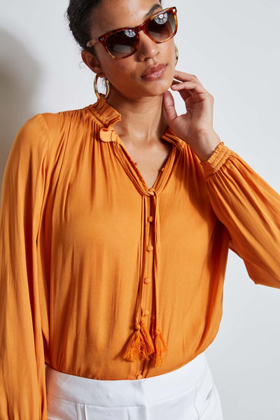 T-Tahari Tie Neck Airflow Shirt Image 3