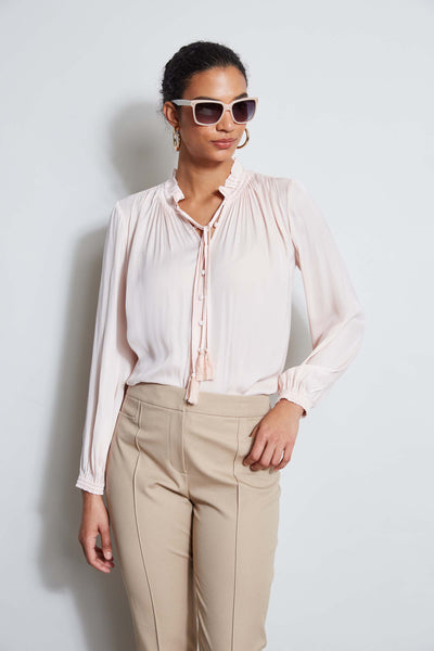 T-Tahari Tie Neck Airflow Shirt Image 1