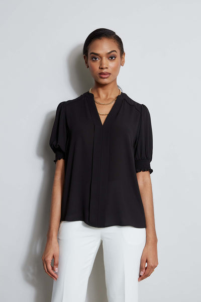 T-Tahari Split Neck Top Image 1
