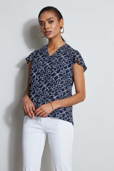 T-Tahari Knotted Dream V-Neck Top Image 1