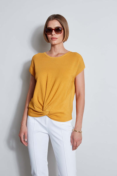 T-Tahari Twist Knot Short Sleeve Sweater Image 1