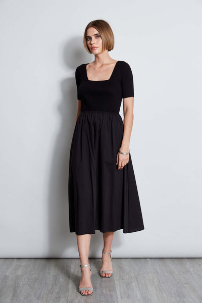 T-Tahari Short Sleeve Square Neck Midi Dress Image 4