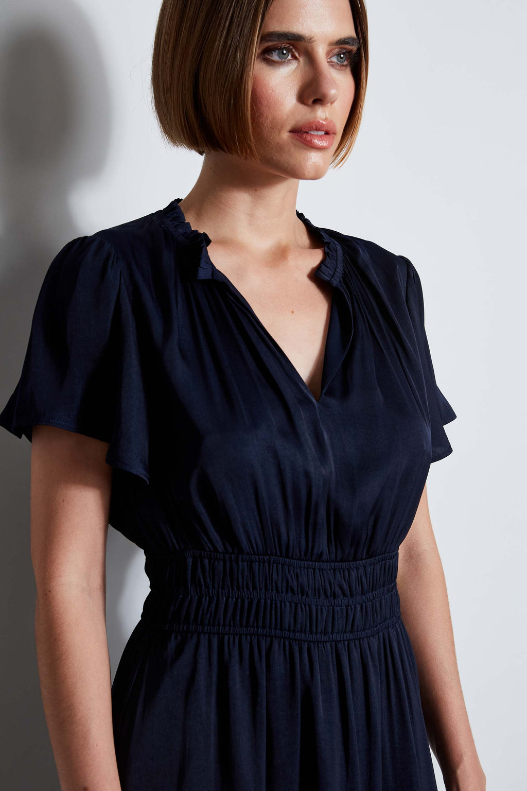 T-Tahari Flutter Sleeve Midi Dress Navy / S T-Tahari Flutter Sleeve Midi Dress Navy / S
