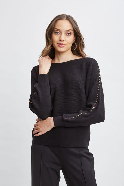 T-Tahari Chain Sleeve Sweater Image 1