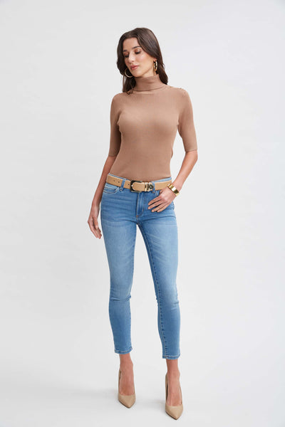 T-Tahari Short Sleeve Button Sweater Image 4