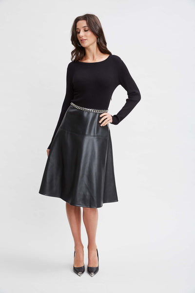T-Tahari Knit Vegan Leather Dress Image 1