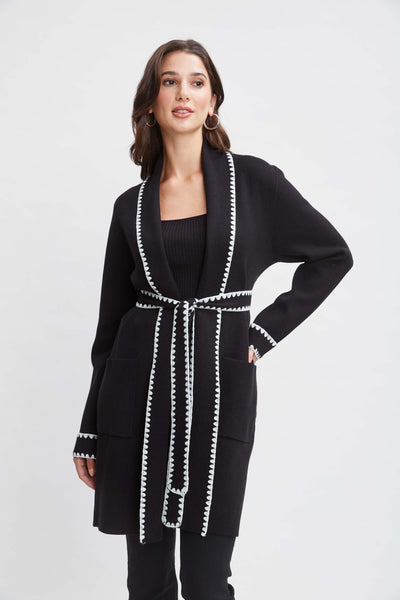 T-Tahari Whipstitch Belted Cardigan Image 1