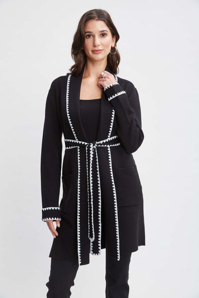 T-Tahari Whipstitch Belted Cardigan Image 3