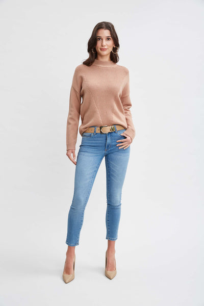 T-Tahari Mock Neck Rib Sweater Image 2