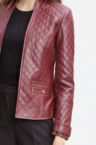 Vegan Leather Quilted Jacket Image 5
