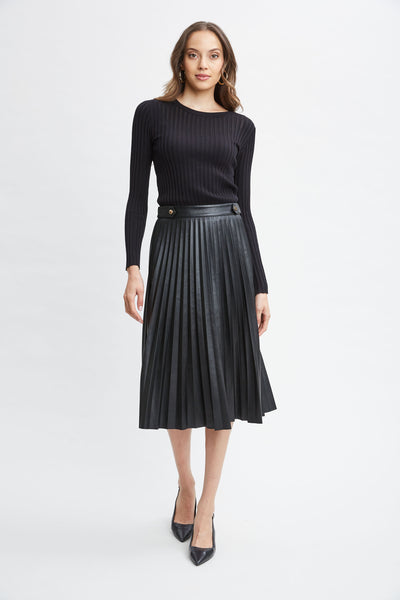 T-Tahari Vegan Leather Pleated Midi Skirt Image 4