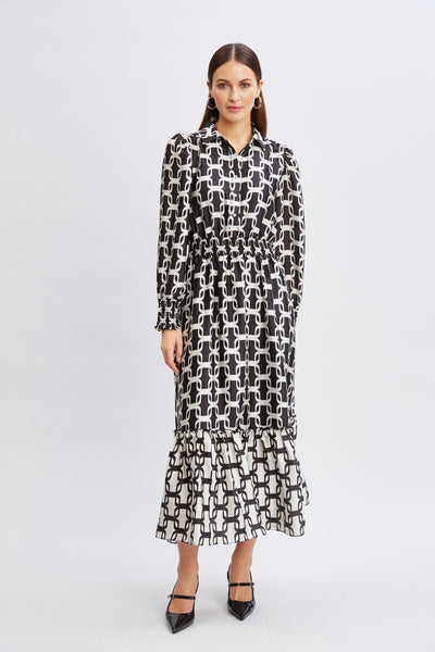 T-Tahari Geometric Chain Shirt Dress Image 1