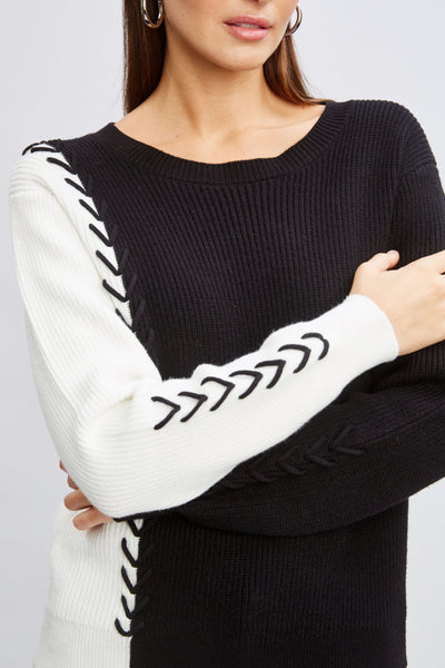 T-Tahari Colorblock Stitch Sweater Image 5