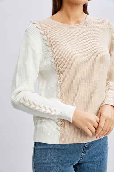 T-Tahari Colorblock Stitch Sweater Image 4