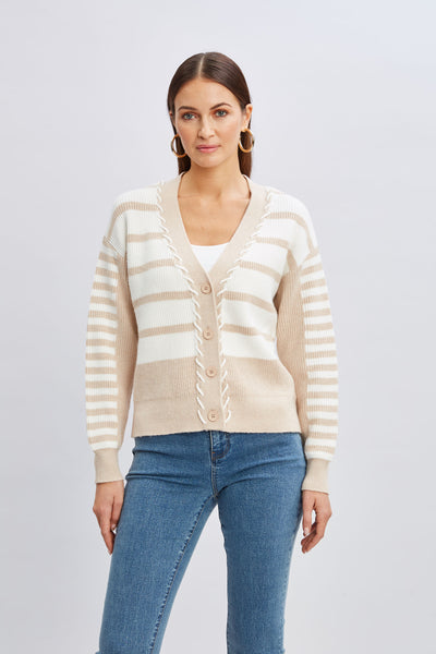 T-Tahari Stripe Stitch Cardigan Image 1