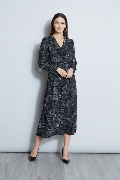 T-Tahari Script Print Midi Dress Image 3