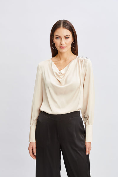 T-Tahari Satin Cowl Jewel Top Image 1