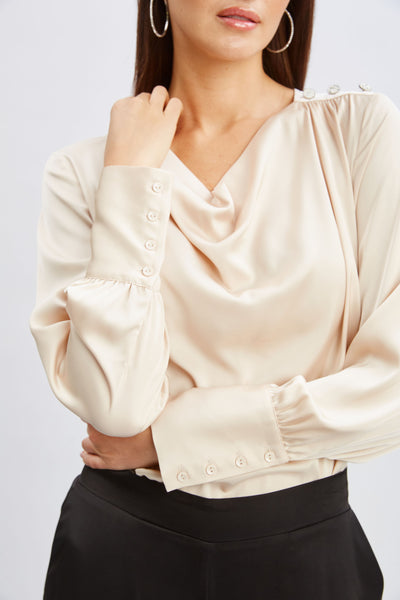 T-Tahari Satin Cowl Jewel Top Image 4