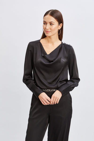 T-Tahari Satin Cowl Jewel Top Image 1