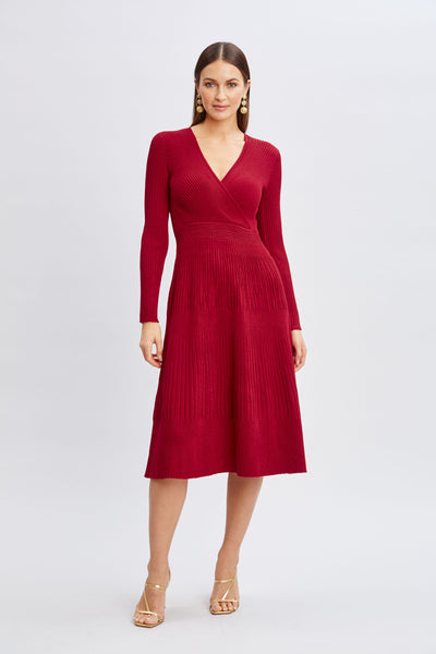 T-Tahari Lurex Mock Wrap Sweater Dress Image 1