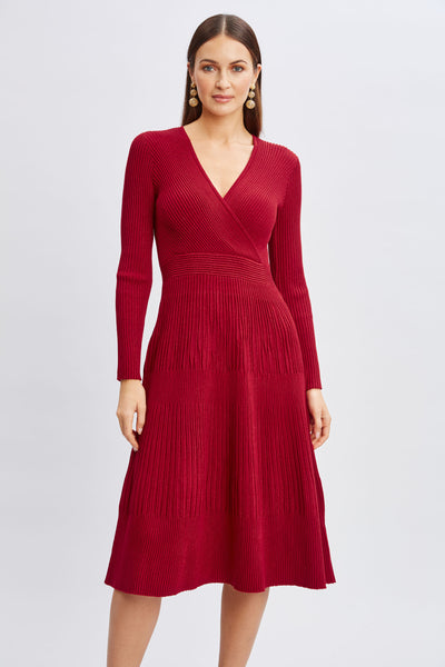 T-Tahari Lurex Mock Wrap Sweater Dress Image 2