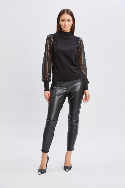 T-Tahari Sequin Sleeve Sweater Image 2