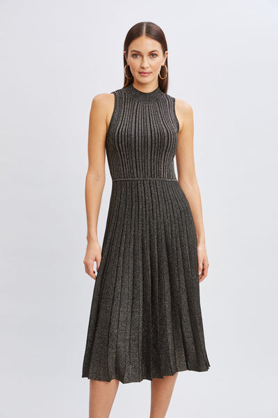 T-Tahari Metallic Mock Neck Dress Image 2