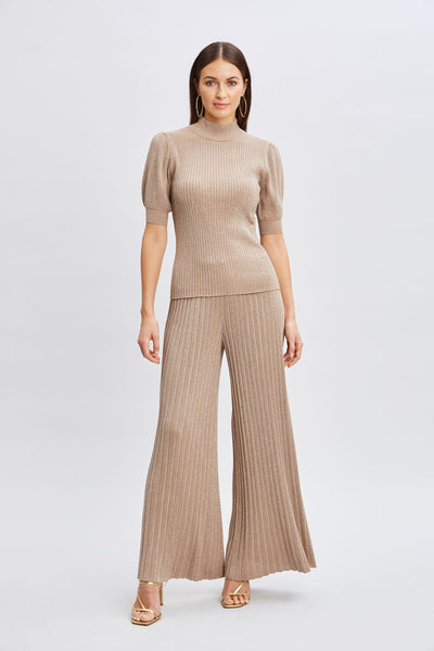 T-Tahari Puff Sleeve Metallic Sweater Image 2