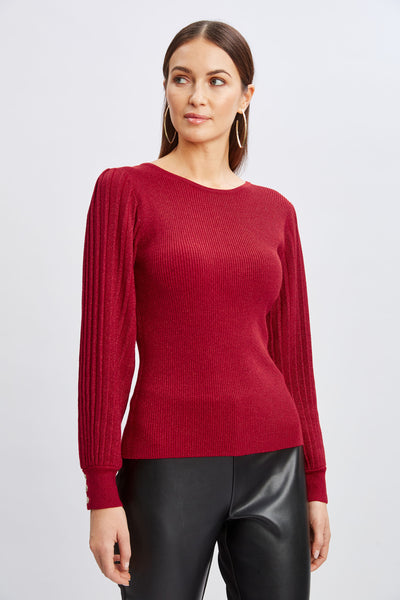 T-Tahari Pleated Sleeve Metallic Sweater Image 4