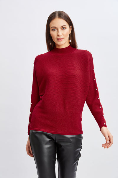 T-Tahari Crystal Sleeve Metallic Sweater Image 3