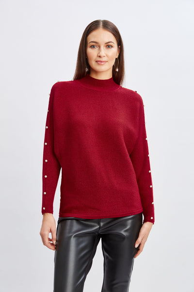 T-Tahari Crystal Sleeve Metallic Sweater Image 1