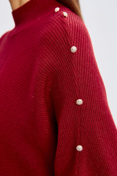 T-Tahari Crystal Sleeve Metallic Sweater Image 5