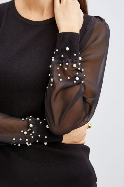 T-Tahari Chiffon Pearl Sleeve Knit Image 4