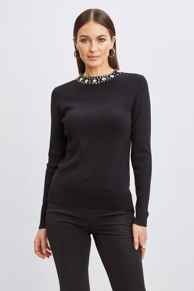 T-Tahari Mock Pearl Neck Sweater Image 1