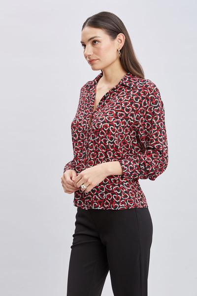 T-Tahari Heart Link Print Shirt Image 3