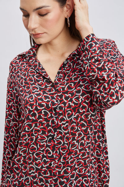 T-Tahari Heart Link Print Shirt Image 4