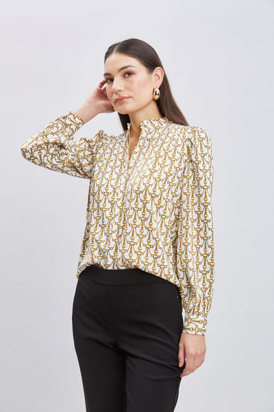 T-Tahari Chain Print Button Down Shirt Image 3