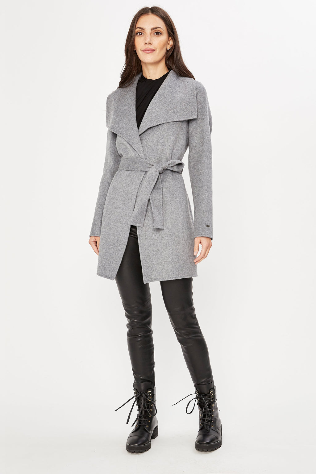 Tahari wrap coat grey 2025