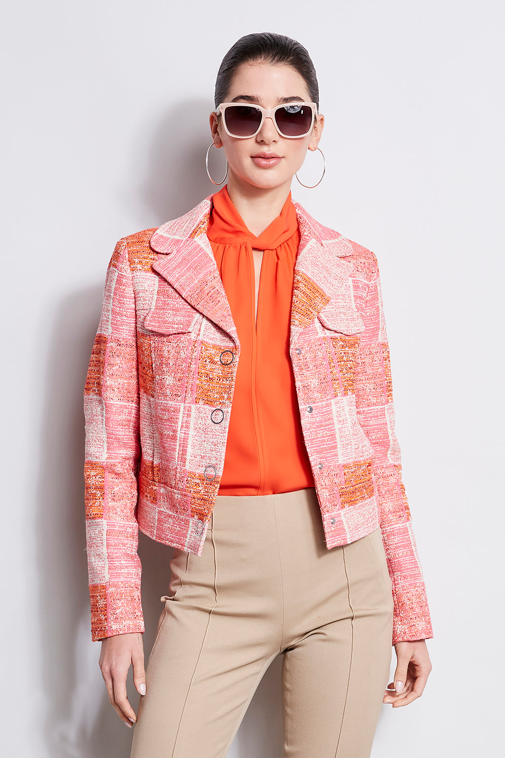 Cropped checked blazer outlet