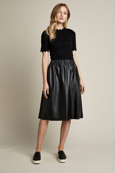 Vegan Leather Pull On Skirt