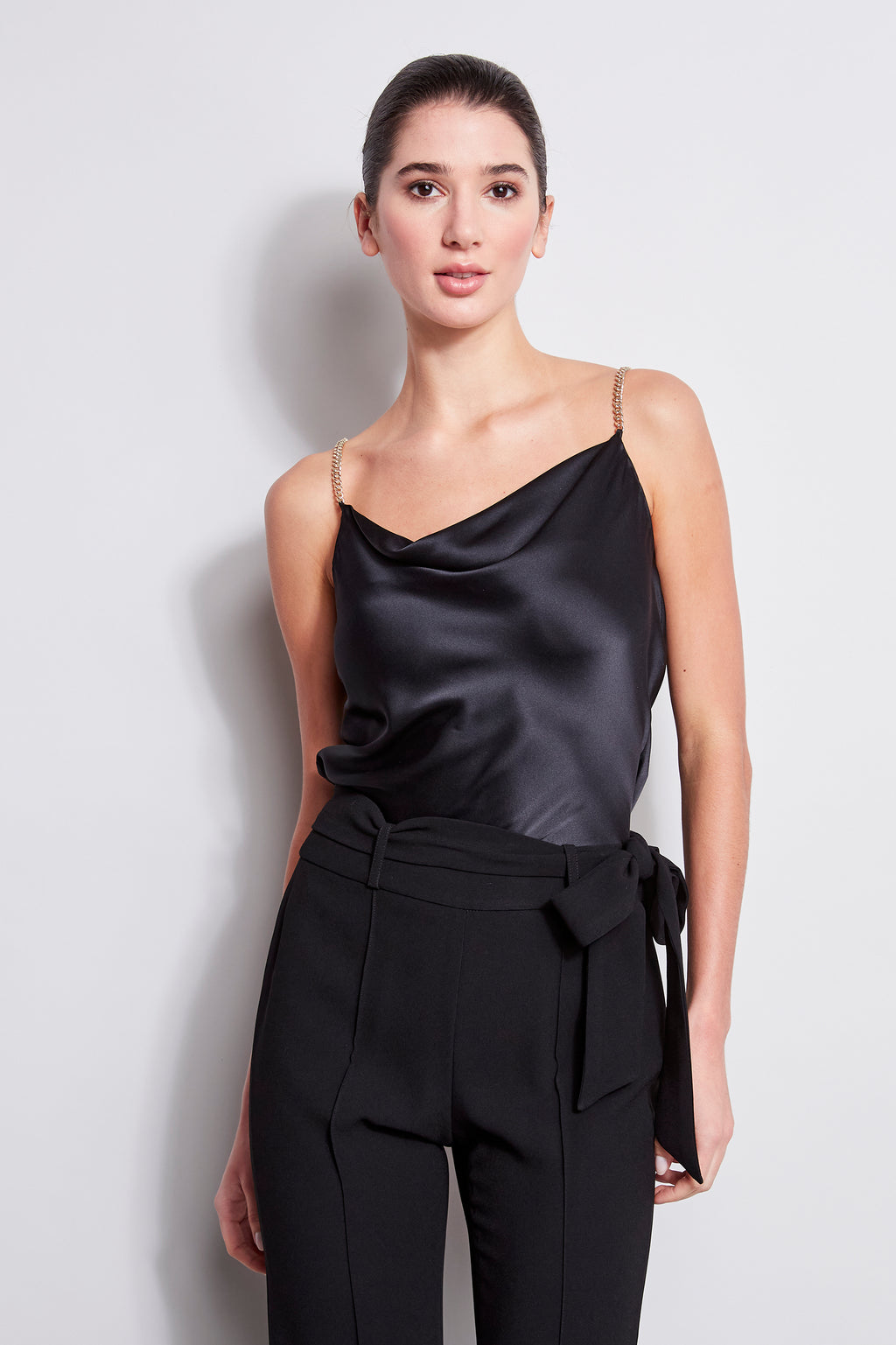 Black Satin Ruched Bust Crop Cami Top – LA CHIC PICK