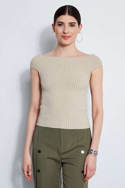 Off-Shoulder Rib Sweater Image 3