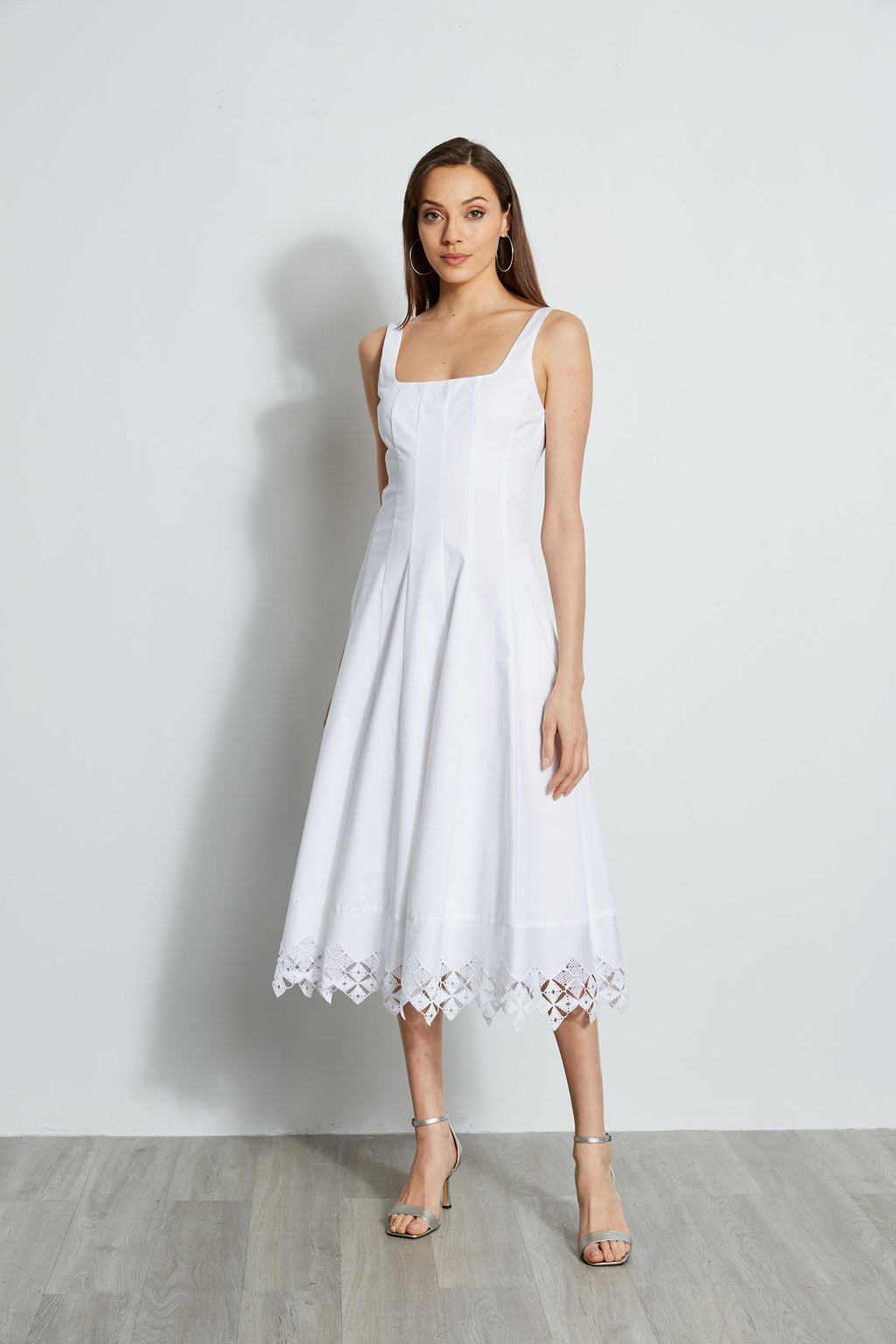 White square deals neck dress