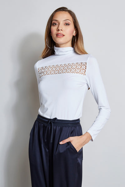 Lace Insert Turtleneck Knit Image 1