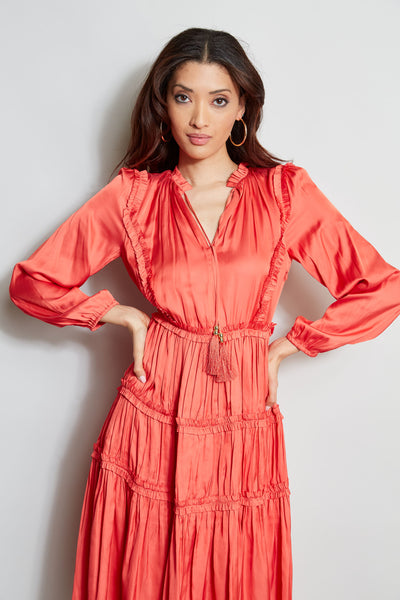 Long Sleeve Ruffle Midi Dress Image 5